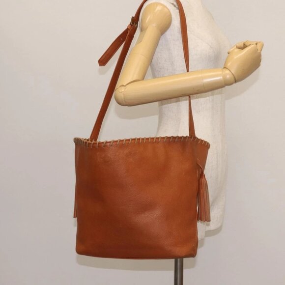 SAINT LAURENT Shoulder Bag Leather Brown Gold Auth SW1562 - Picture 3 of 16